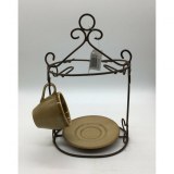 Support 4 paires tasses à café marron