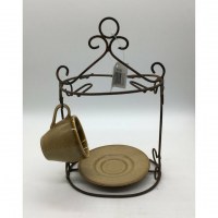 Support 4 paires tasses à café marron