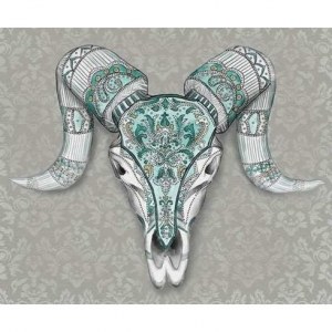 Lithographie tête de Buffle gris