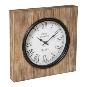 Horloge en métal et bois Vintage