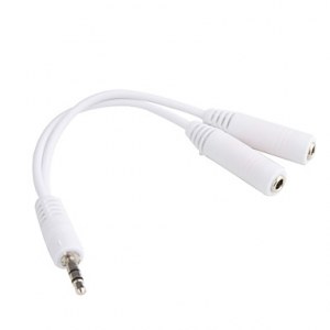Plaqué or 3.5mm stéréo jack audio Splitter Y-cable blanc