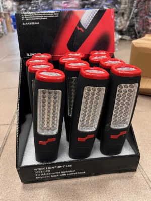 Lampe, torche de travail LED ''duo'' 30+7 LED, avec aimant et crochet