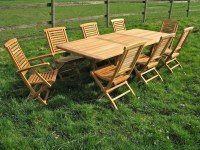 Salons de Jardin en teck brut + 6 chaises + 2 fauteuils