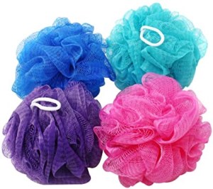 Eponge, boule, fleur de douche en maille - multicolore