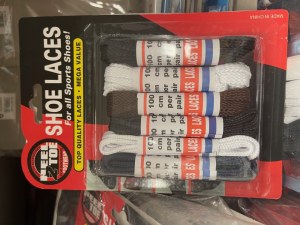 Pack de 6 lacets 100cm, ronds et plats - Noir, Blanc, Marron