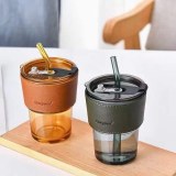 Gobelet, Tasse, Verre à paille, couvercle en cuir thermique isolant