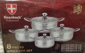 Set de 4 casseroles (8 pièces) en Inox - Faitout - Marmite - Tous feux + induction