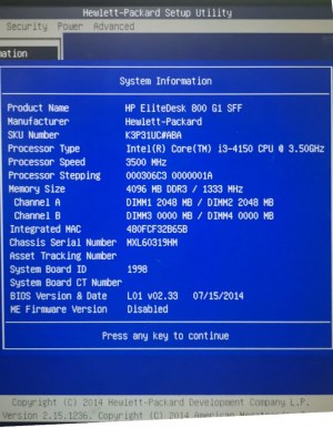HP ELITEDESK 800 G1 SFF (Intel Core i3 - 4150 CPU 3.50Ghz