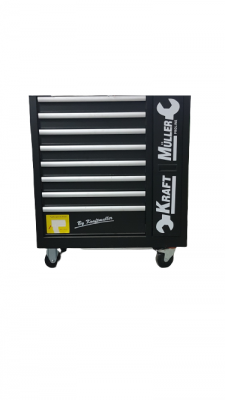 SERVANTE D'ATELIER 9/8 Tiroirs, CRV INOX, NOIR, 583 pièces PRO KRAFTMULLER