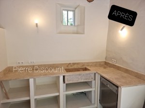 Plan de Travail en Travertin Adouci Rebouché