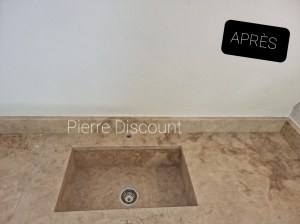 Plan de Travail en Travertin Adouci Rebouché