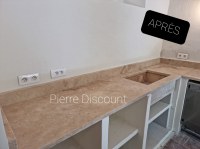 Plan de Travail en Travertin Adouci Rebouché