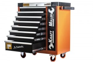 SERVANTE D'ATELIER 9/7 Tiroirs, CRV INOX, ORANGE ,PRO KRAFTMULLER