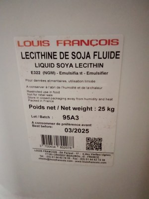 6 seaux de 25kg de lecithine de soja fluide