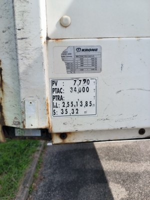 Remorque poids lourd 2 essieux tolée