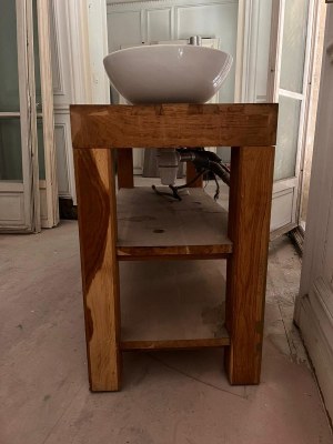 Meuble double vasque en bois massif