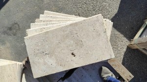 Travertin Beige Nuancé Margelle de Piscine Bord Arrondi 33x61x3cm rustique