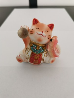 Figurine chat porte-bonheur japonais (Maneki-neko) – 6,5 cm