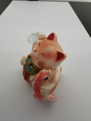 Figurine chat porte-bonheur japonais (Maneki-neko) – 6,5 cm