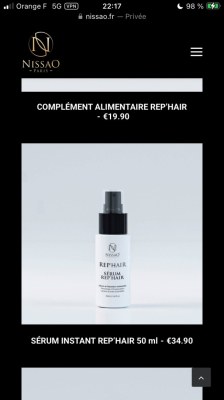 COSMETIQUE SABON FRANCE / PRODUITS CAPILLAIRES NISSAO