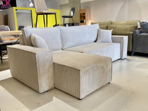 Canapé Angle Convertible Tissu Velours Côtelé -