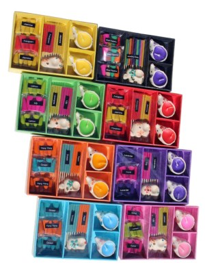 Lot de 9 coffrets cadeaux encens thaïlandais – Éléphant céramique – Neufs