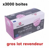 Lot 3000 boîtes masques chirurgicaux rose opharm
