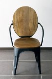 Chaise industrielle vintage métal et bois