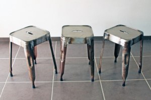 Tabouret industriel vintage vieilli