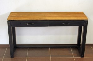 Console bois massif a 2 tiroirs