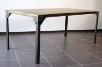 Table à manger industrielle acier et bois 180x76