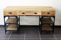 Bureau industriel métal et bois de manguier