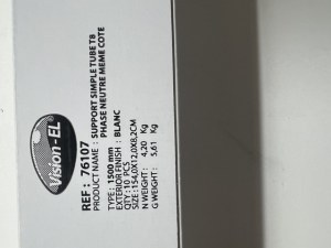 VISION-EL support tube LED T8 1500 MM , phase neutre, même cote