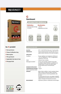 Enduit de garnissage garnissant