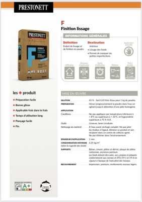 Enduit de garnissage garnissant