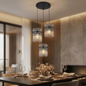 Suspensions 3 lumières en verre fumé – stock France – MD0410-03