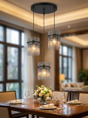 Suspensions 3 lumières en verre fumé – stock France – MD0410-03