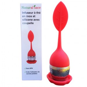Infuseur à thé en inox et silicone avec coupelle