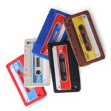 Etui en Silicone Style Cassette pour iPhone 4 - Bleu, noir
