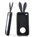Etui de Protection en Silicone Style Lapin Noir pour iPhone 4