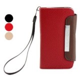 Étui de protection en cuir de style portefeuille avec sangle pour iPhone 4 et 4s
