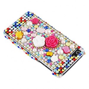 Motif en fleur avec étui diamant de surface coloré dur pour iPhone 5