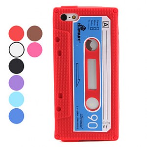 Etui Souple Style Cassette pour iPhone 5 - Rose et bleu ciel