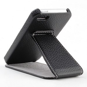 Tricoter Etui en cuir PU grain avec support pour iPhone 5