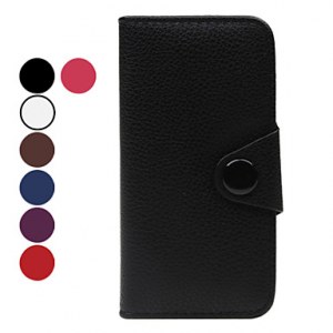 Litchi grains Case en cuir PU pour iPhone 5- Bleu, rouge