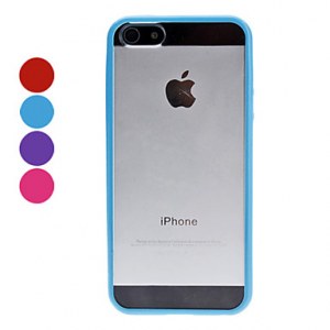 Bord de couleur Transparent Case souple pour iPhone 5- Rose, violet