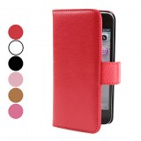 Etui en Cuir PU avec Porte-Carte pour iPhone 5- Blanc, marron