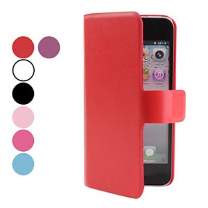 Housse en cuir PU avec fente pour carte pour l'iPhone 5- Blanc, bleu ciel