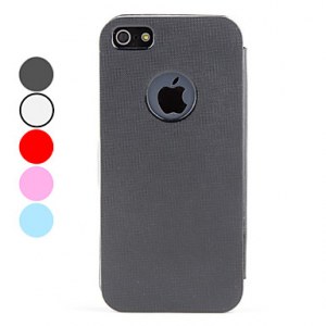 Housse de protection en cuir PU pour iPhone 5 - Rouge, bleu clair- Rouge, bleu clair