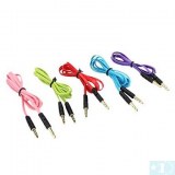 3.5mm male à male cable de connexion audio plat.100cm de longueur-Rouge, blue, violet